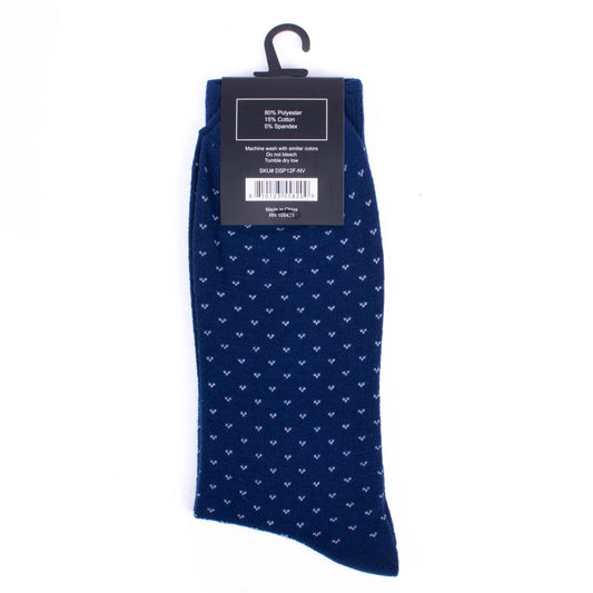 Men Assorted Navy Fancy Pattern Poly Socks-DSP12F-NV - THE OKEY GIFT SHOP