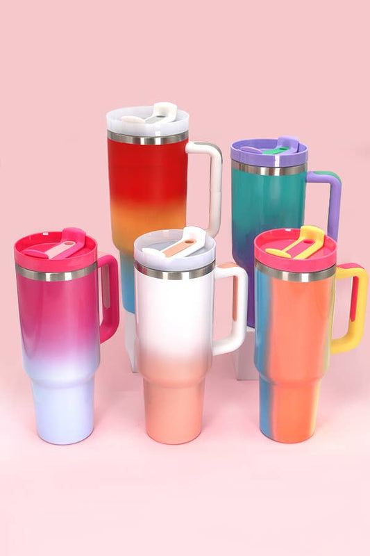 40oz STAINLESS STEEL TUMBLER OMBRE: Ombre Red Blue - THE OKEY GIFT SHOP