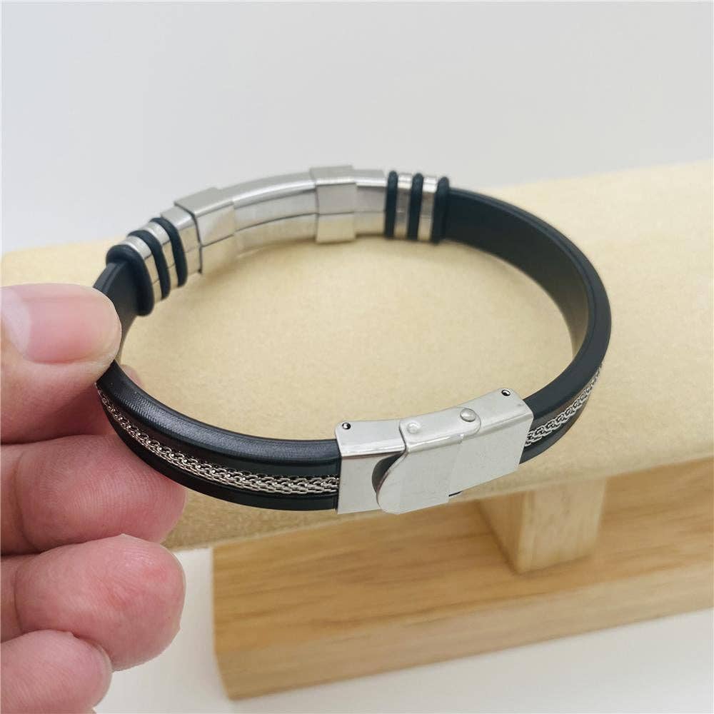 Stylish Men's Silicone Titanium Steel Bracelet - MJ/BC: Gold - THE OKEY GIFT SHOP