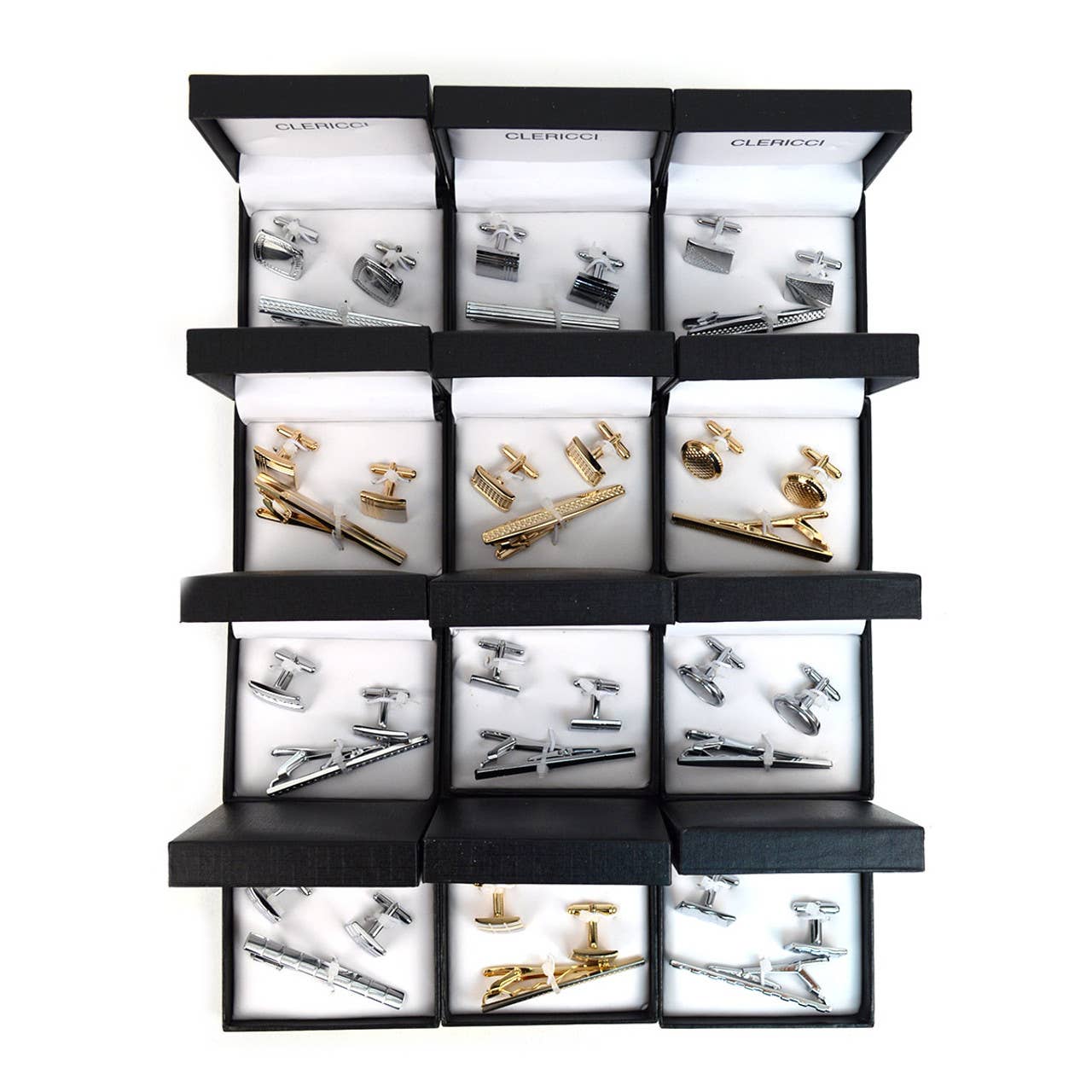 Elegant Silver Cufflinks and Tie Bar Set - Perfect for Formal Occasions - THE OKEY GIFT SHOP