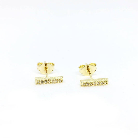 Radiant Elegance: 18k Gold Filled Dainty CZ Bar Stud Earrings - THE OKEY GIFT SHOP
