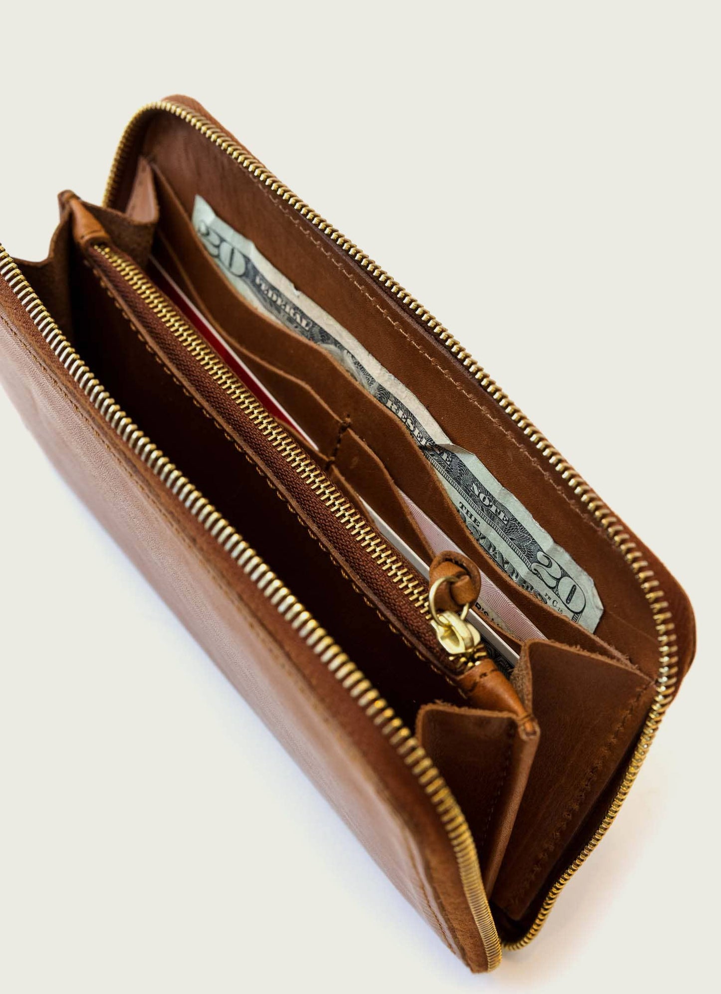 Sophisticated Style: Chocolate Leather Zip Around Wallet for Women - THE OKEY GIFT SHOP