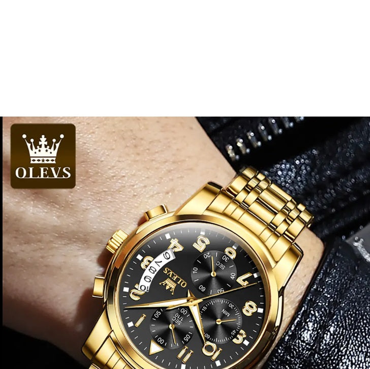 OLEVS 2879 Men's Luxury Gold Watch - Luminous, Waterproof, Multifunction Timepiece - THE OKEY GIFT SHOP