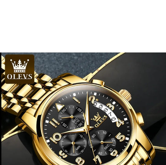OLEVS 2879 Men's Luxury Gold Watch - Luminous, Waterproof, Multifunction Timepiece - THE OKEY GIFT SHOP
