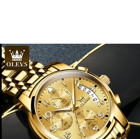 OLEVS 2879 Men's Luxury Gold Watch - Luminous, Waterproof - THE OKEY GIFT SHOP