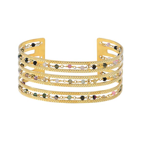 SABAH cuff — Made in France — 18K gold: Green - THE OKEY GIFT SHOP