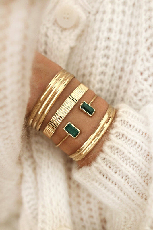 Midnight Duo Bangle: Mystical Labradorite Glow - THE OKEY GIFT SHOP