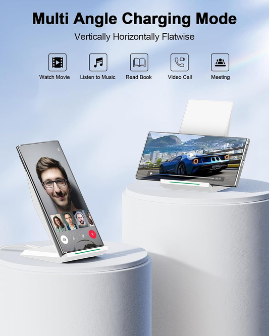 NANAMI Fast Wireless Charger showing multi angle charging modes