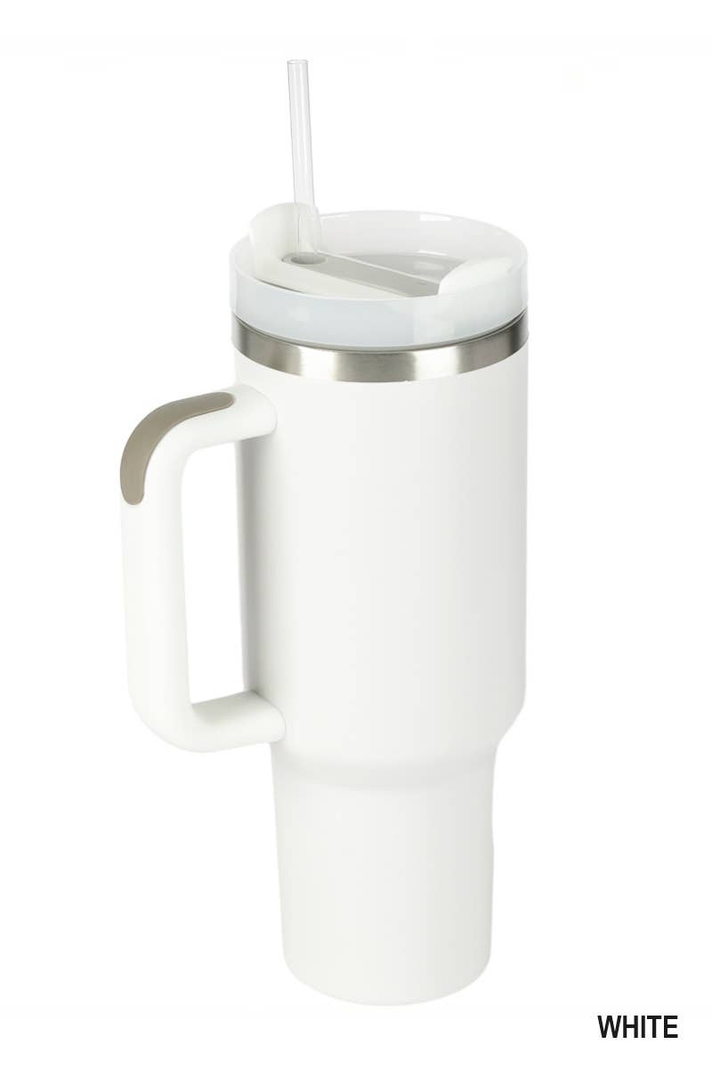 Timeless Hydration: Black 40oz Stainless Steel Tumbler with Straw - THE OKEY GIFT SHOP