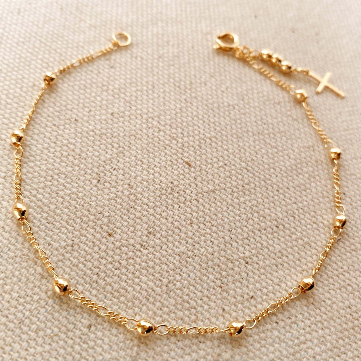 Elegant Faith: 18k Gold Filled Beaded Bracelet