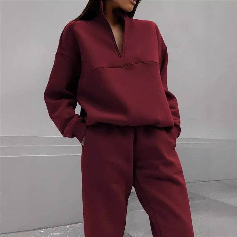 Casual Long Sleeve sweatshirt And Pants Set: NAVY / XL