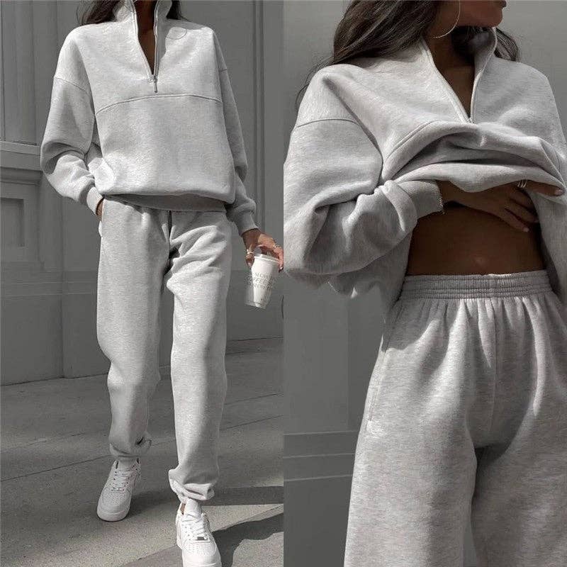 Casual Long Sleeve sweatshirt And Pants Set: NAVY / XL