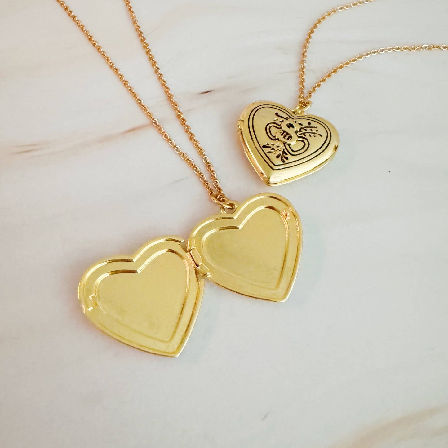 Nostalgic Heart Initial Open Locket Necklace: A