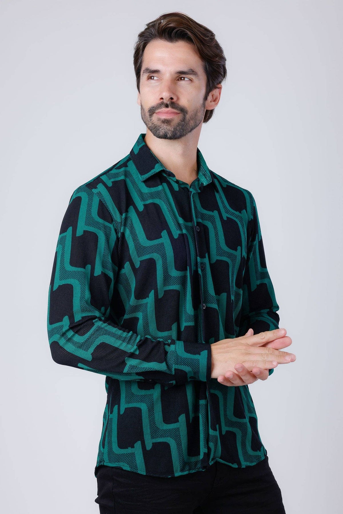 Pattaya Geometric Shirt | Black & White, XL