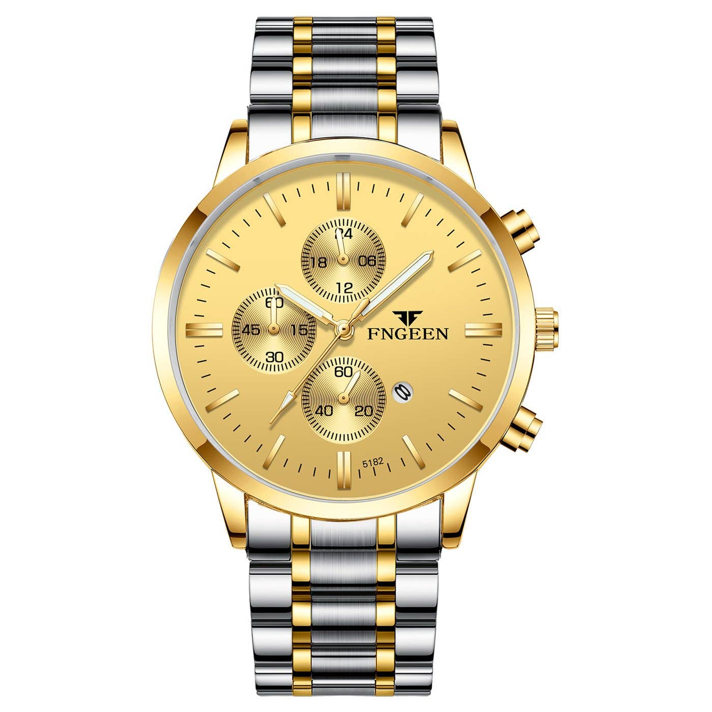 Men's Mesh Band Quartz Waterproof Watch: All Gold-Gold Noodles