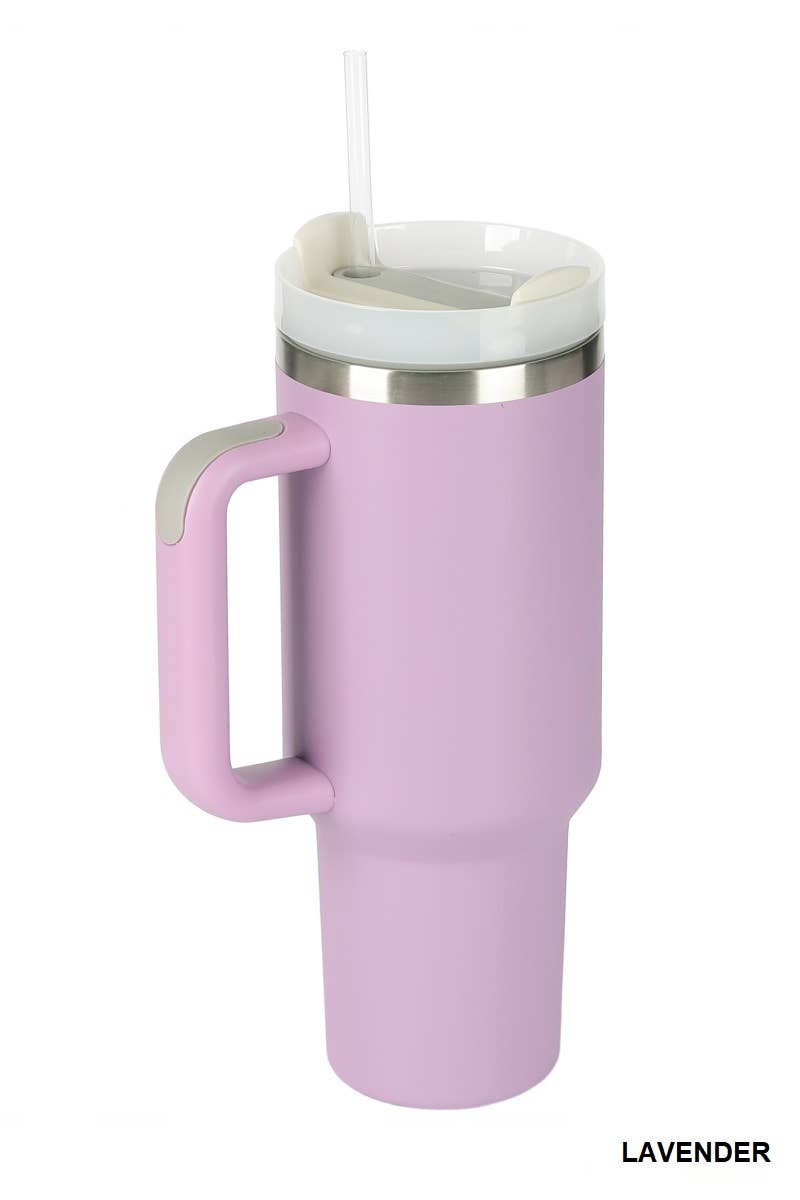 Chic Hydration: Pink 40oz Stainless Steel Tumbler with Straw