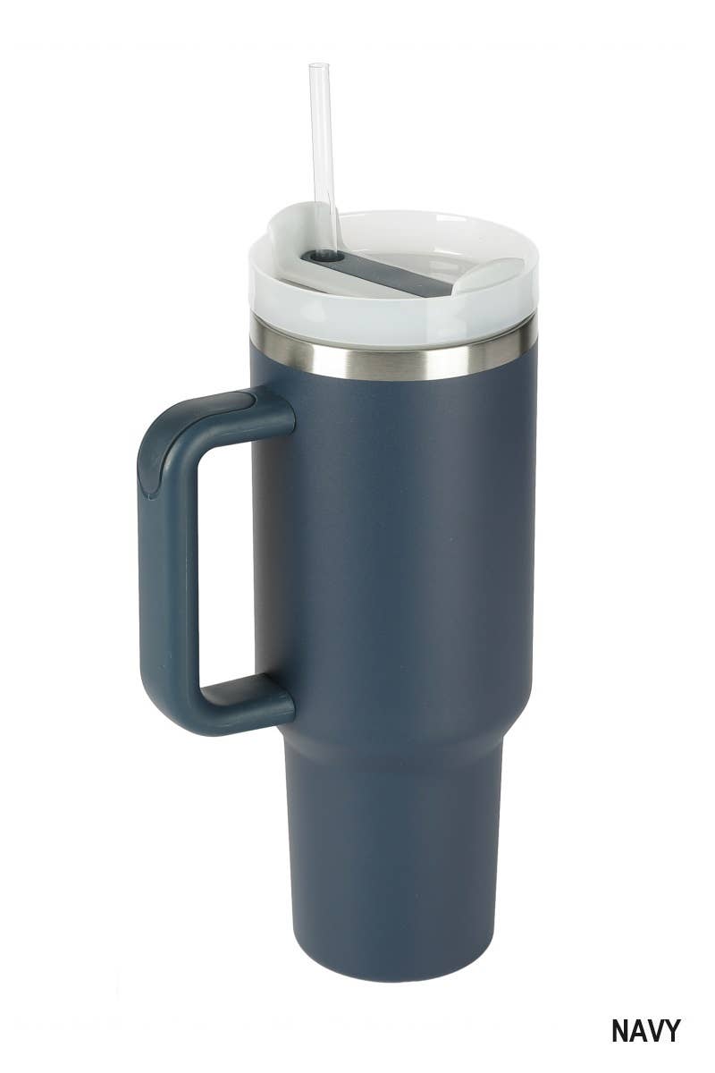 Timeless Hydration: Black 40oz Stainless Steel Tumbler with Straw - THE OKEY GIFT SHOP
