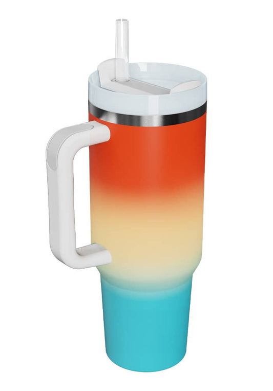 40oz STAINLESS STEEL TUMBLER OMBRE: Ombre Red Blue