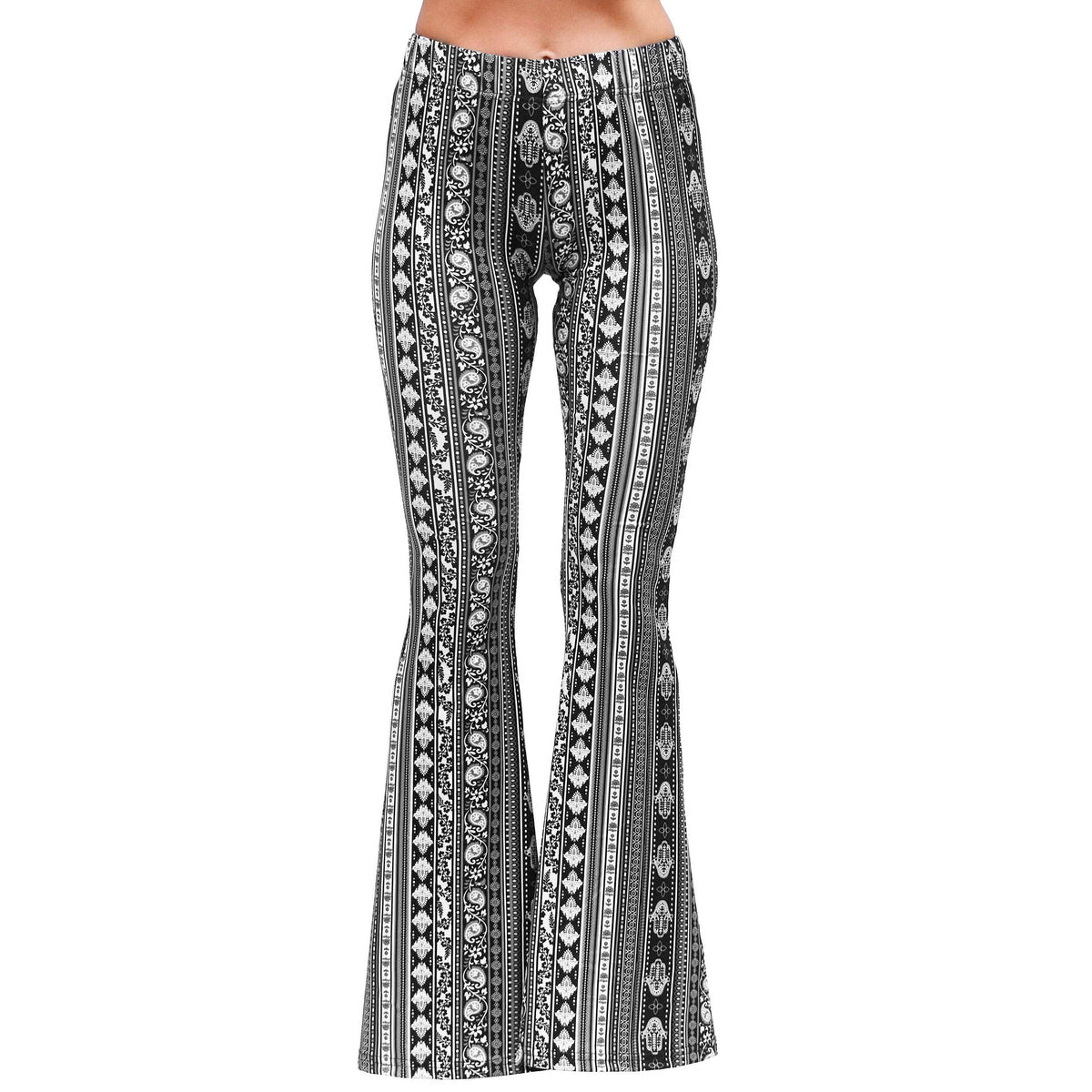 Bell Bottoms - Black/White Paisley: S
