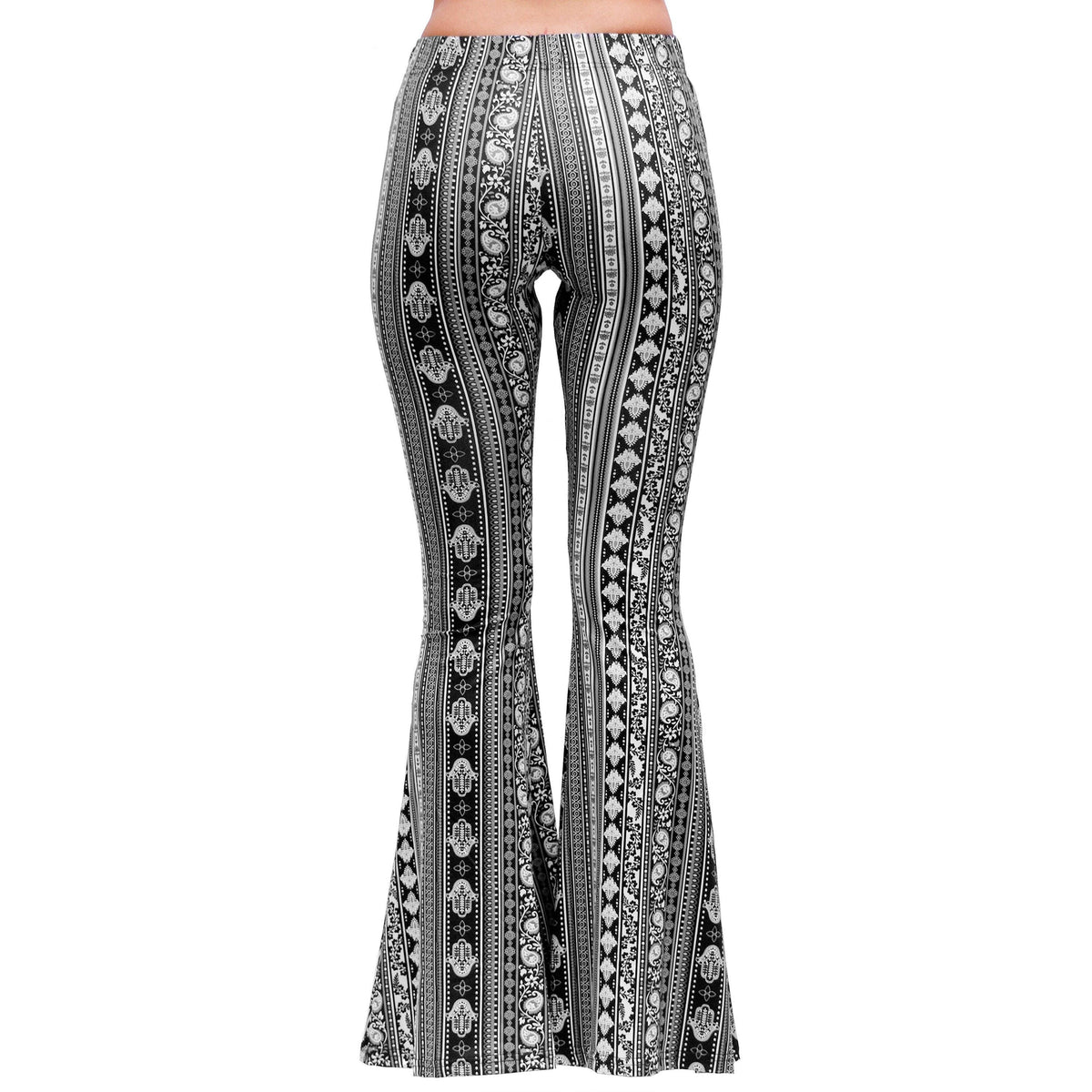 Bell Bottoms - Black/White Paisley: M