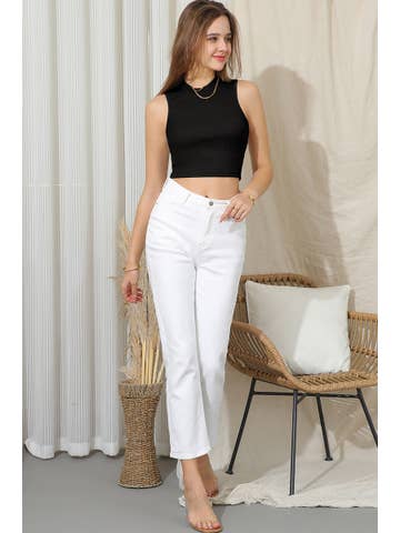 Sleeveless Halter Neck Crop Top, Black / XL
