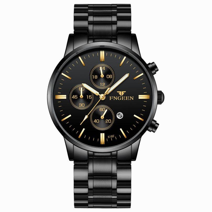 Men's Mesh Band Quartz Waterproof Watch: All Gold-Gold Noodles