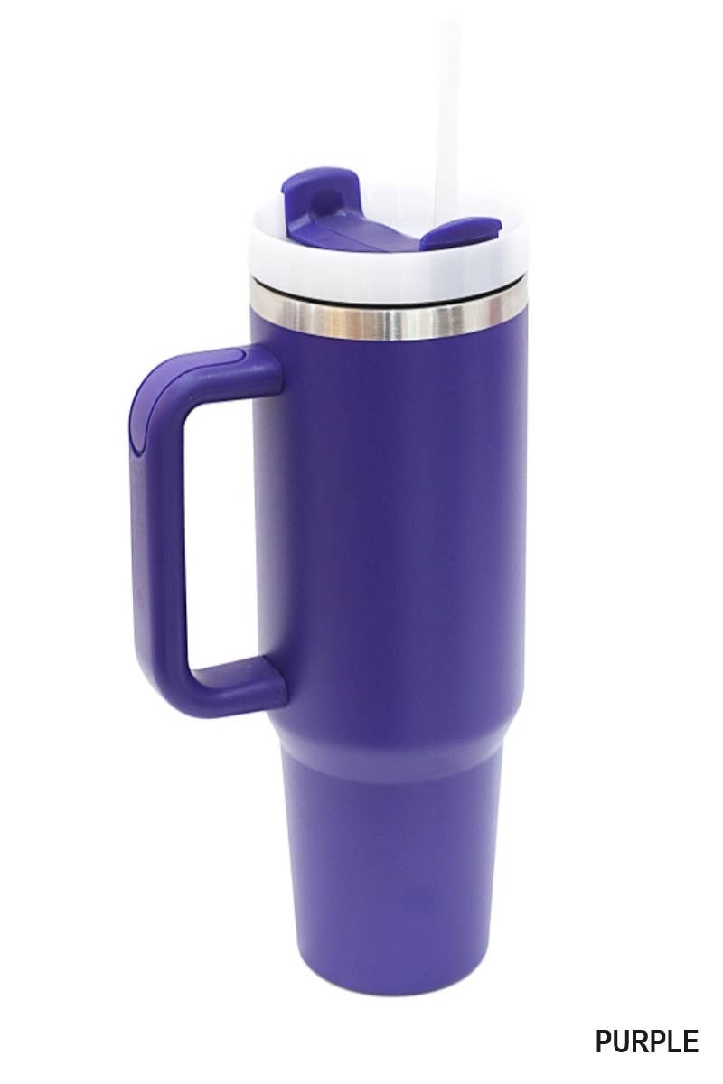 Timeless Hydration: Black 40oz Stainless Steel Tumbler with Straw - THE OKEY GIFT SHOP