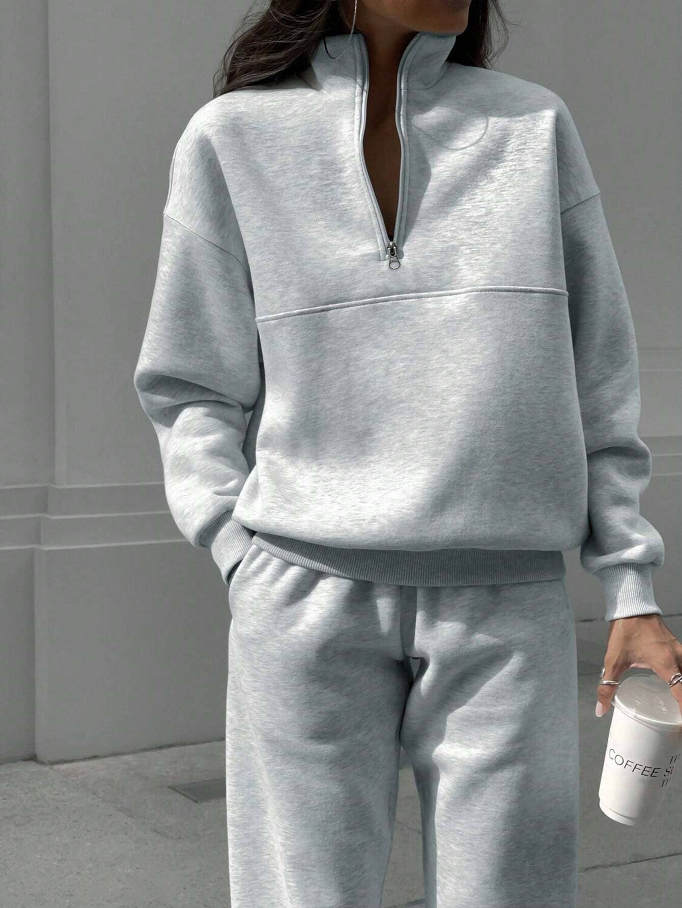 Two Piece Set Sweatshirt: Grey / M