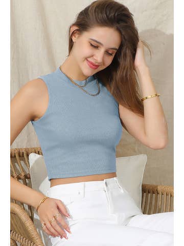 Sleeveless Halter Neck Crop Top, Sand / XL