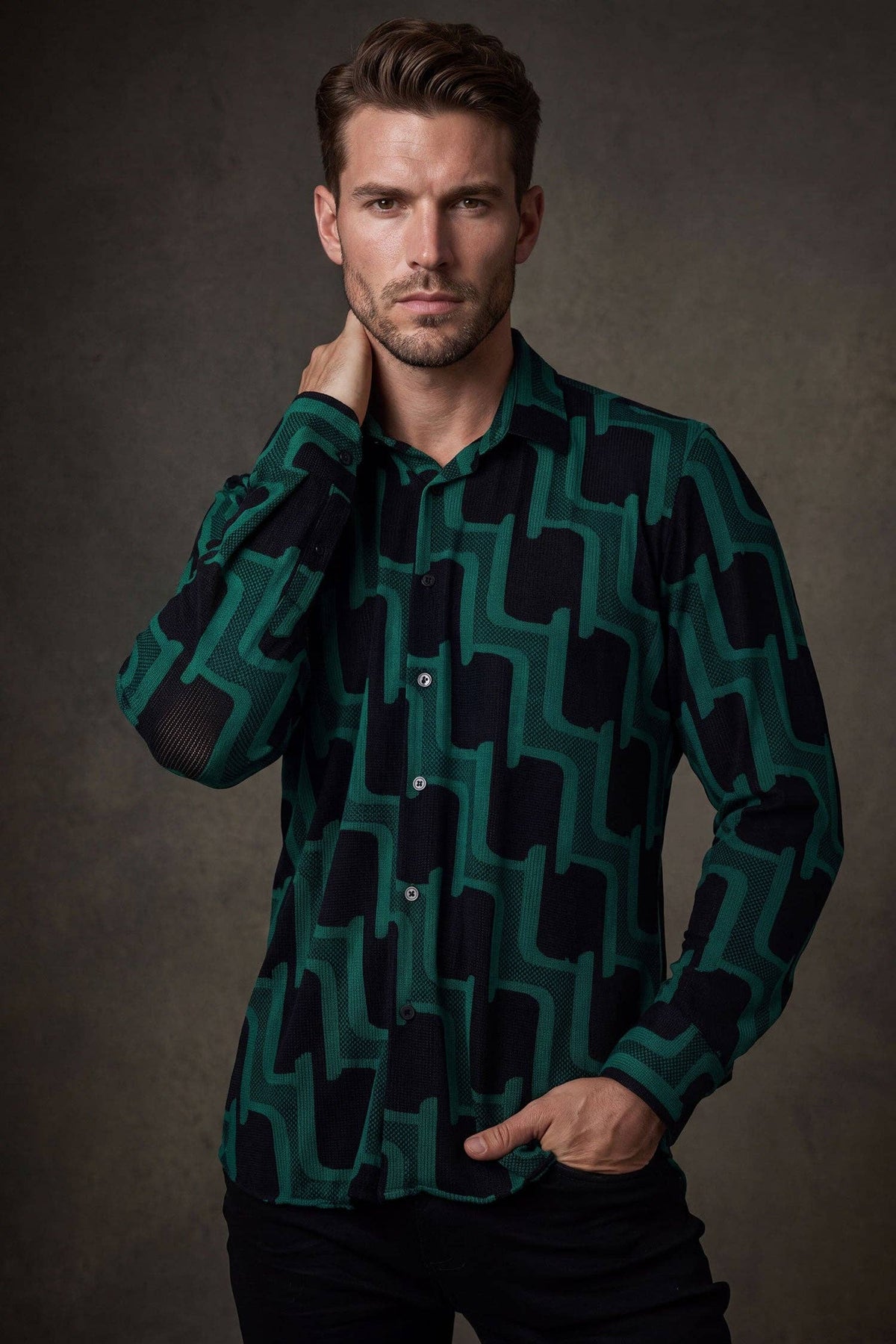 Pattaya Geometric Shirt | Black & White, XL