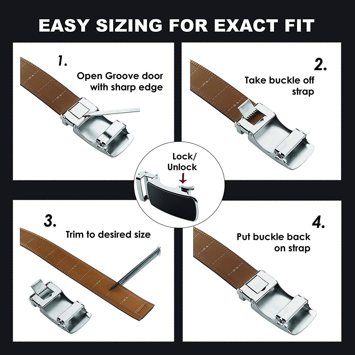 Classic Precision: Men's Genuine-Leather Ratchet Belt