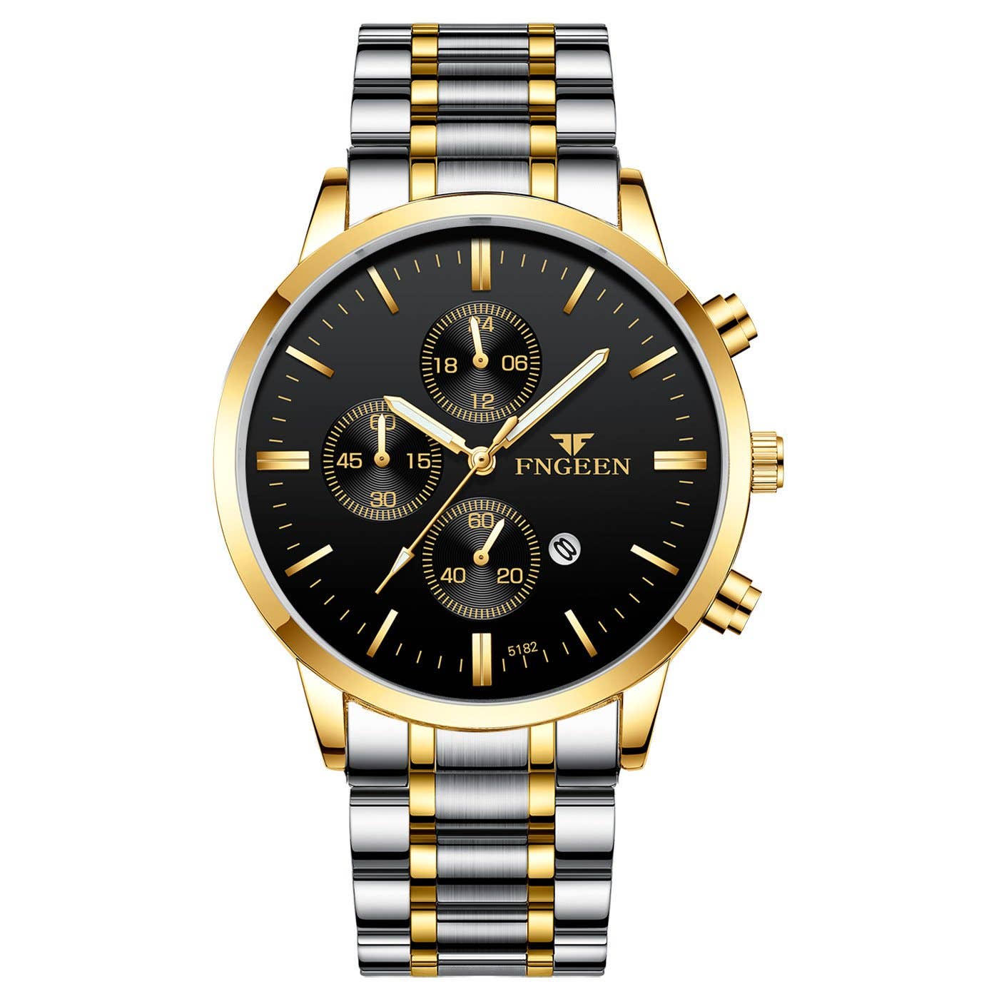 Men's Mesh Band Quartz Waterproof Watch: All Gold-Gold Noodles