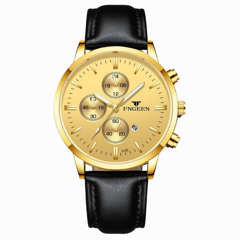 Men's Mesh Band Quartz Waterproof Watch: All Gold-Gold Noodles