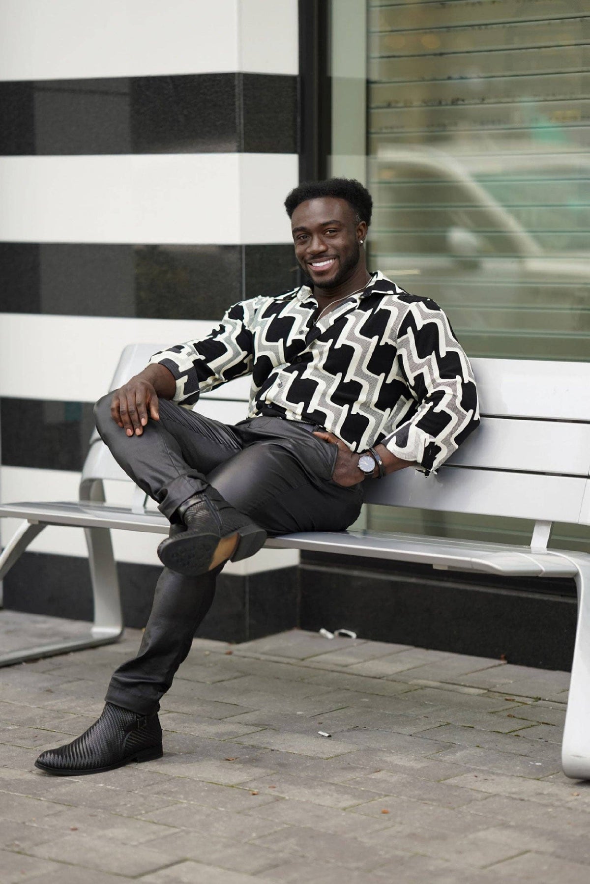 Pattaya Geometric Shirt | Black & White, XL