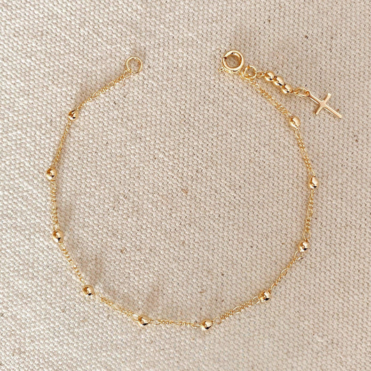 Elegant Faith: 18k Gold Filled Beaded Bracelet