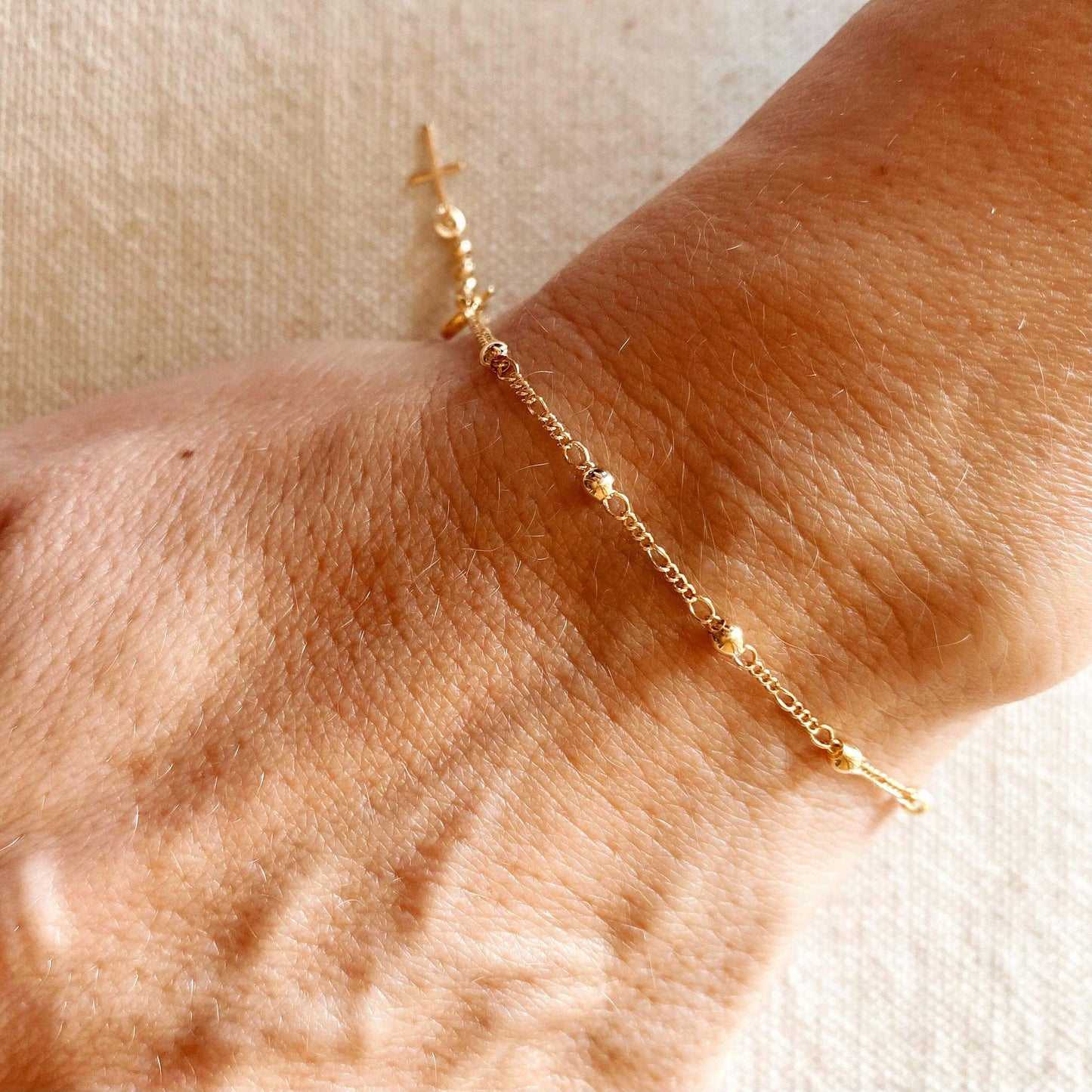 Elegant Faith: 18k Gold Filled Beaded Bracelet