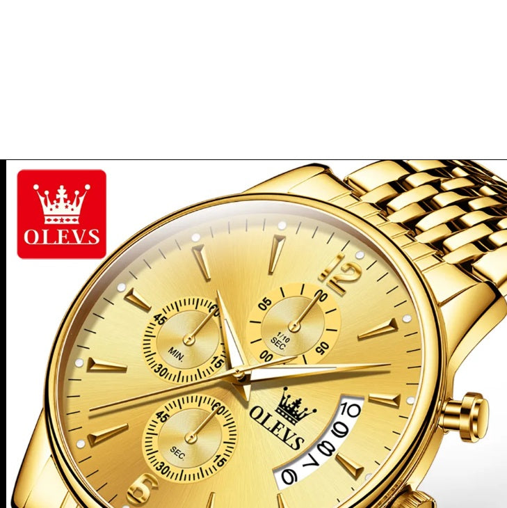 OLEVS 2879 Men's Luxury Gold Watch - Luminous, Waterproof - THE OKEY GIFT SHOP