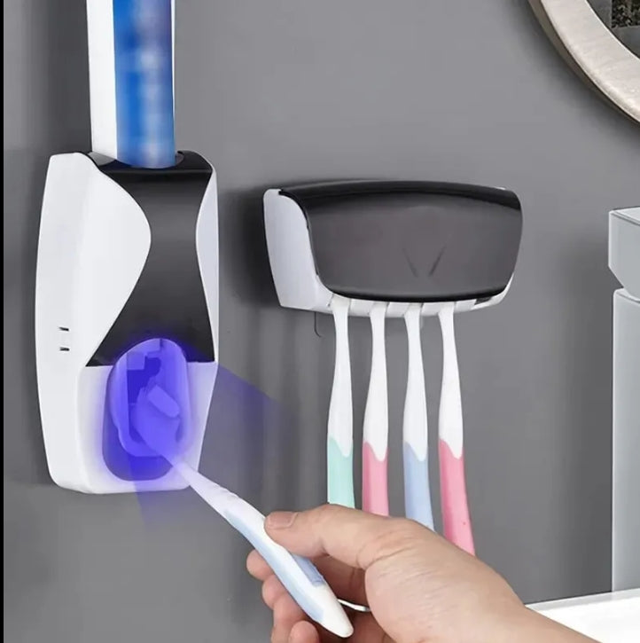 Smart Organization: Wall Mount 5 Slot Toothbrush Hanger with Automatic Toothpaste Squeezer - THE OKEY GIFT SHOP