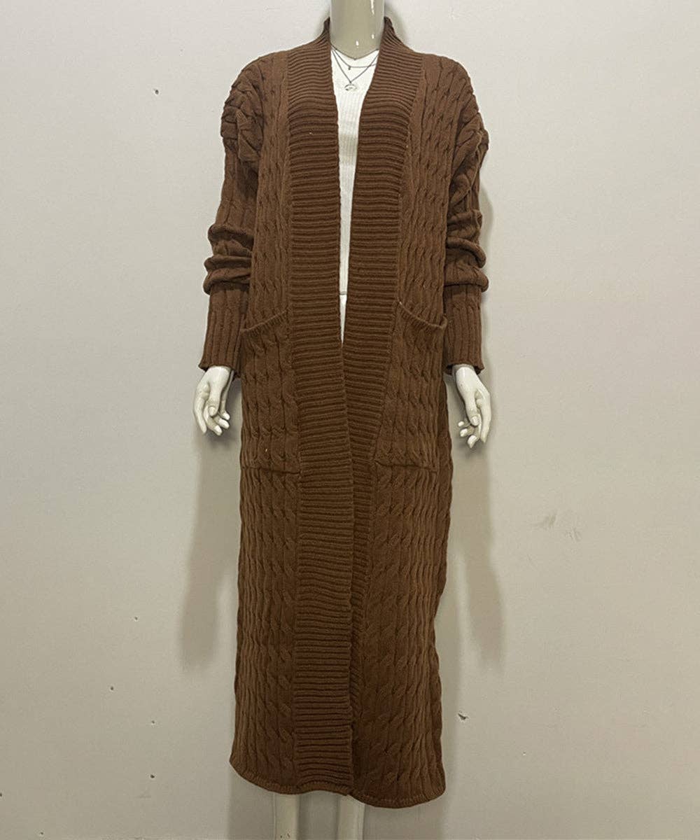 Textured Knit Long Sleeve Pullover Sweater: Black / 3XL