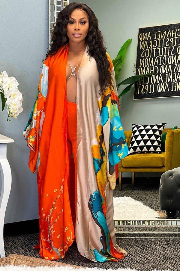 Colorblock Smock Top: Orange / One size