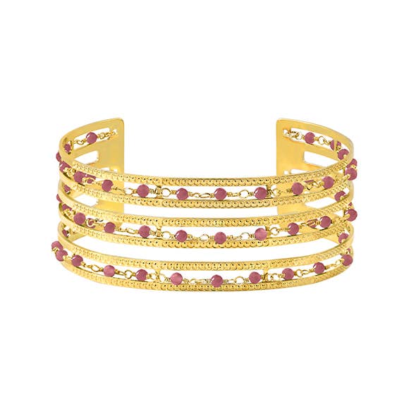 SABAH cuff — Made in France — 18K gold: Green - THE OKEY GIFT SHOP