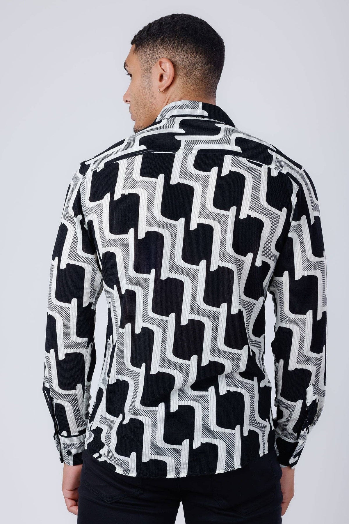 Pattaya Geometric Shirt | Black & White, XL