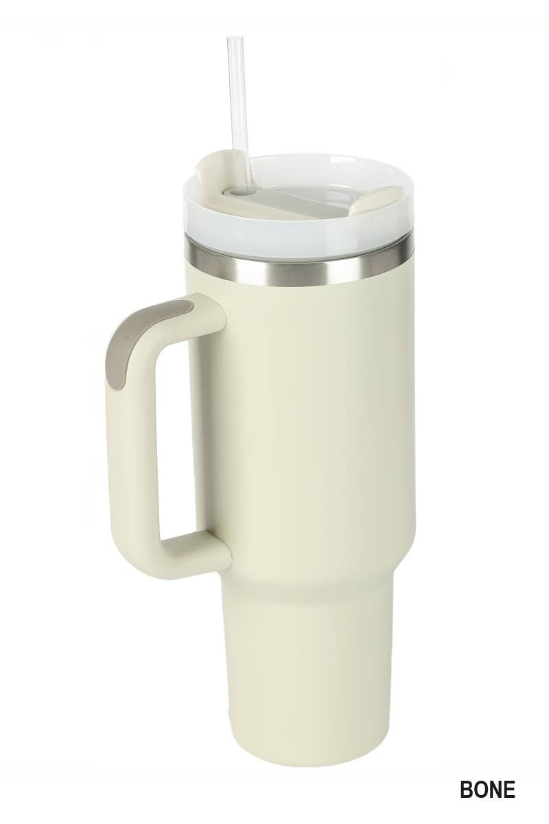 Timeless Hydration: Black 40oz Stainless Steel Tumbler with Straw - THE OKEY GIFT SHOP