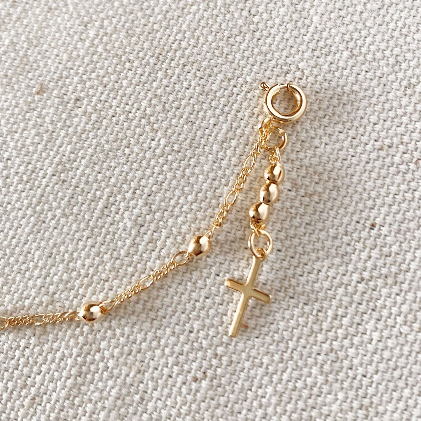 Elegant Faith: 18k Gold Filled Beaded Bracelet