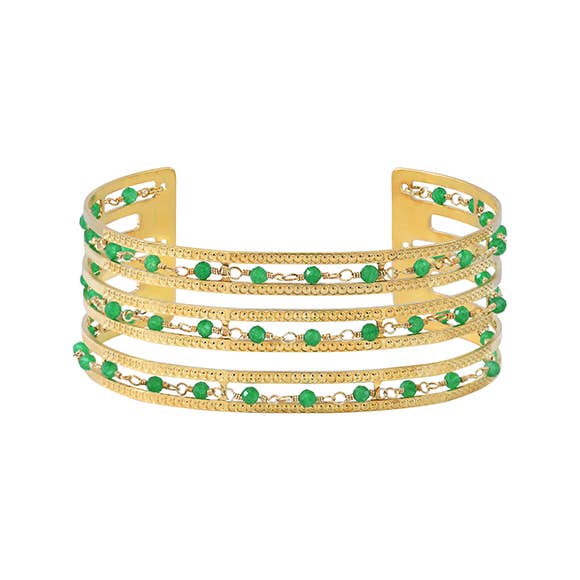 SABAH cuff — Made in France — 18K gold: Green - THE OKEY GIFT SHOP
