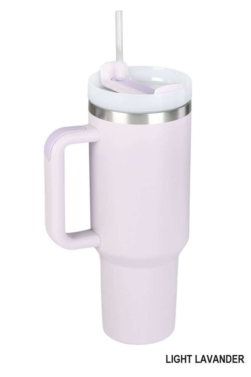 Stylish Sip: Pink Ombre 40oz Stainless Steel Tumbler with Straw