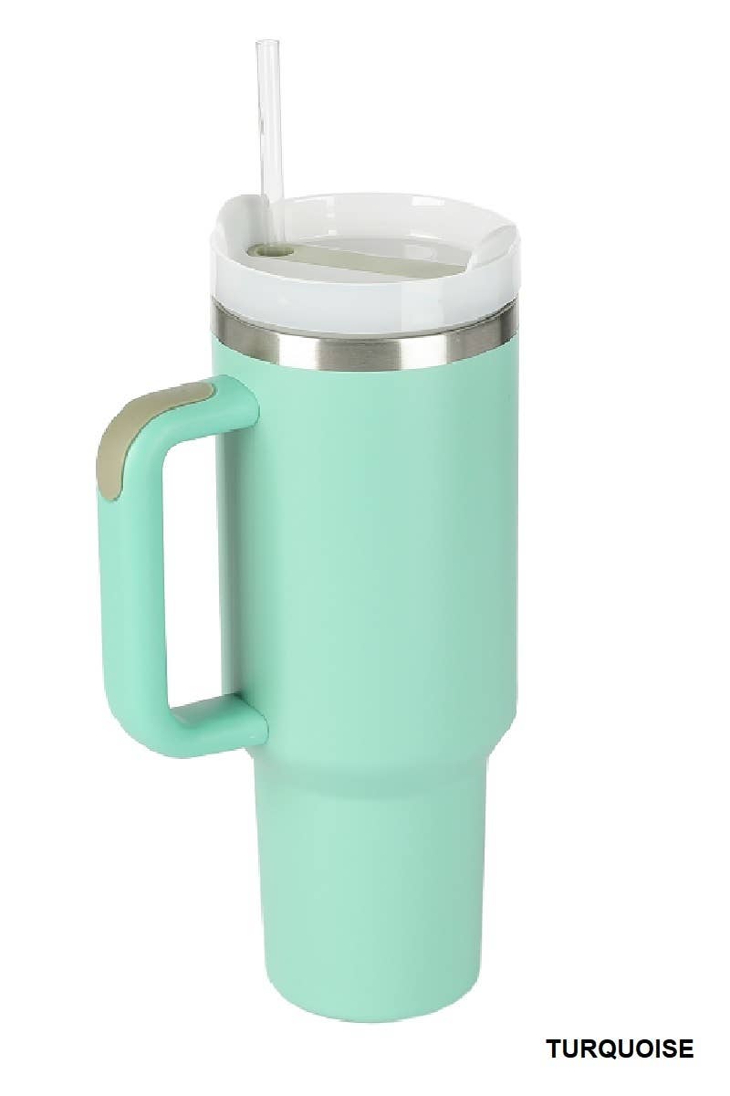 Timeless Hydration: Black 40oz Stainless Steel Tumbler with Straw - THE OKEY GIFT SHOP