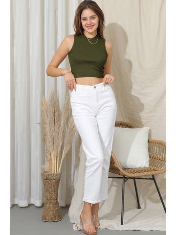 Sleeveless Halter Neck Crop Top, Sand / XL