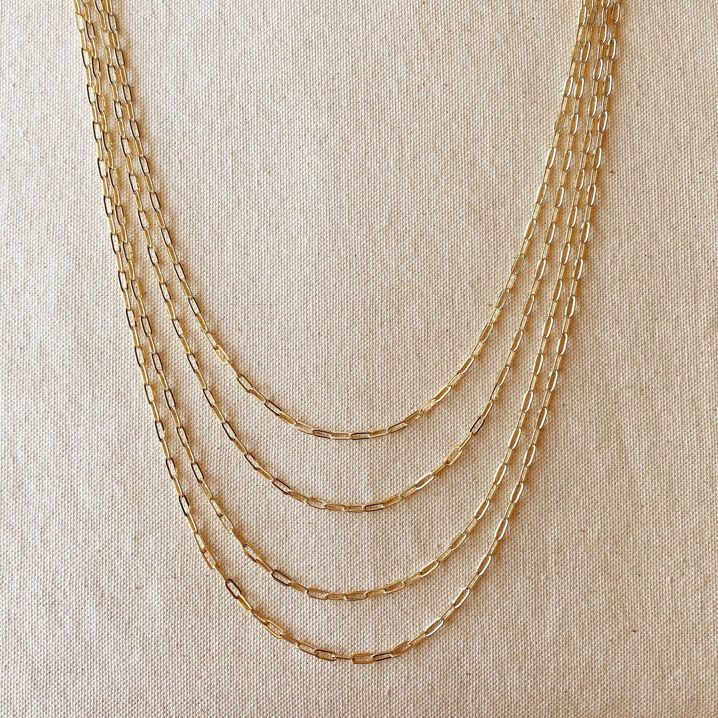 Chic Simplicity:18k Gold Filled 16-inch Short Link Paperclip Chain