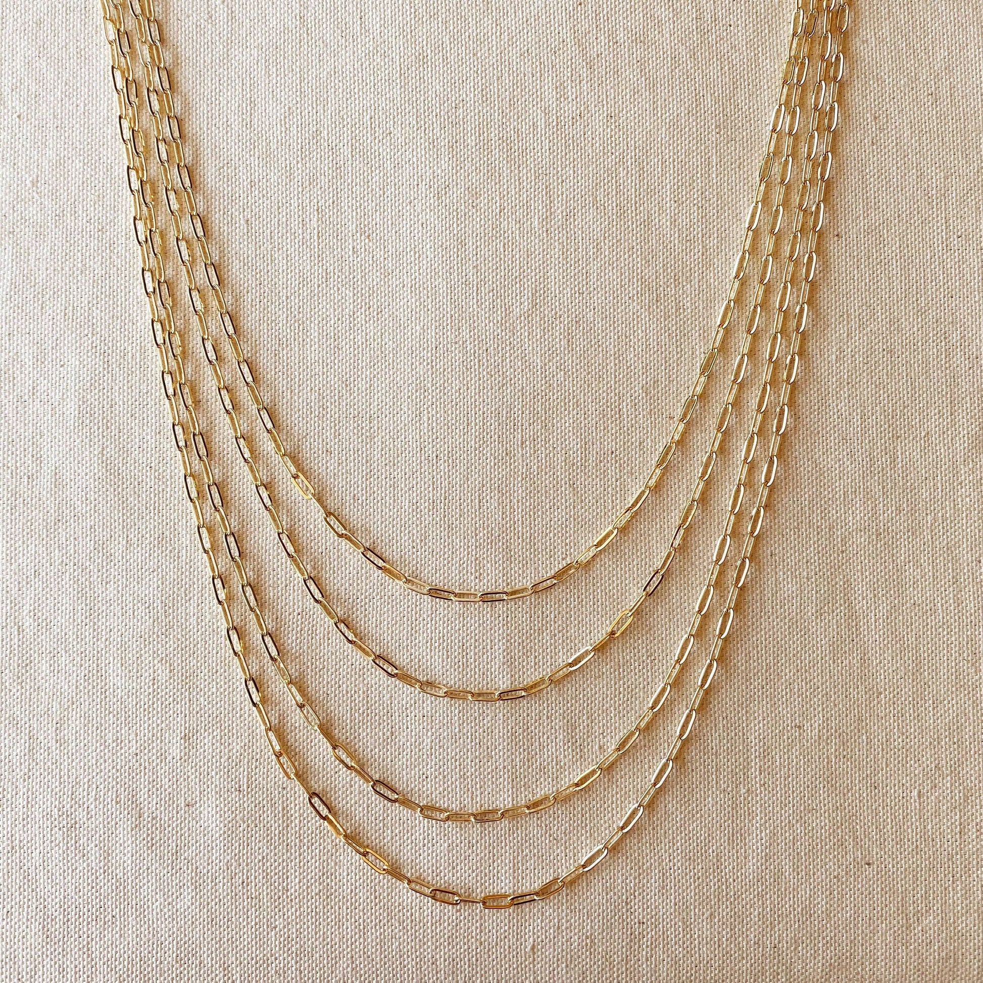 Chic Simplicity:18k Gold Filled 16-inch Short Link Paperclip Chain